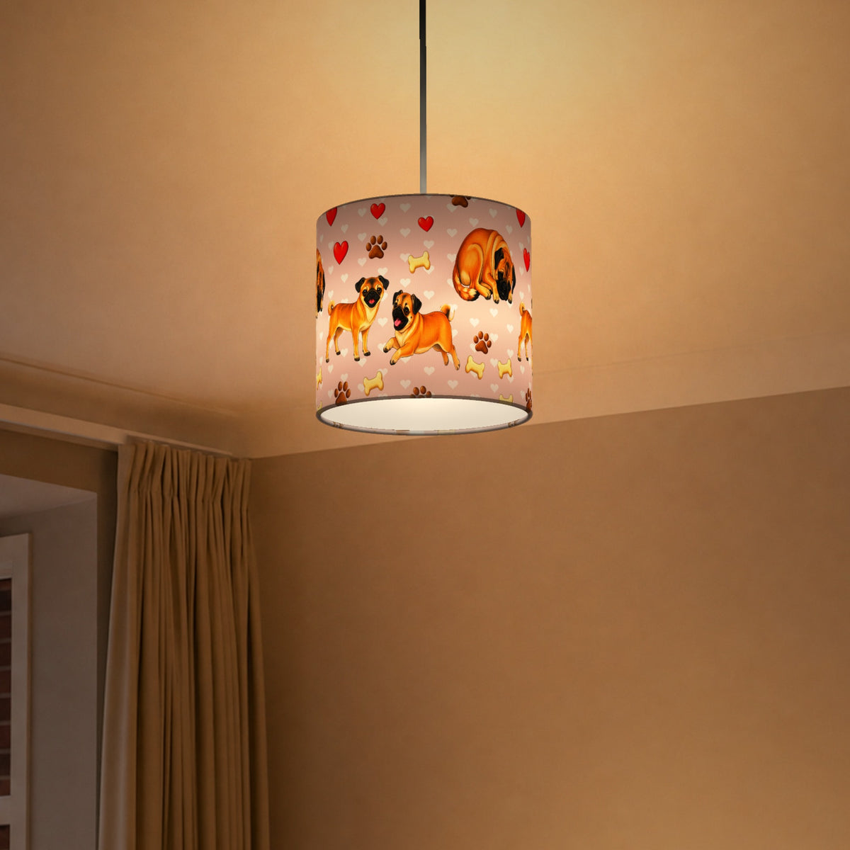 Blush Pug Love lampshade - 20cm x 18.5cm Ceiling - photo 5