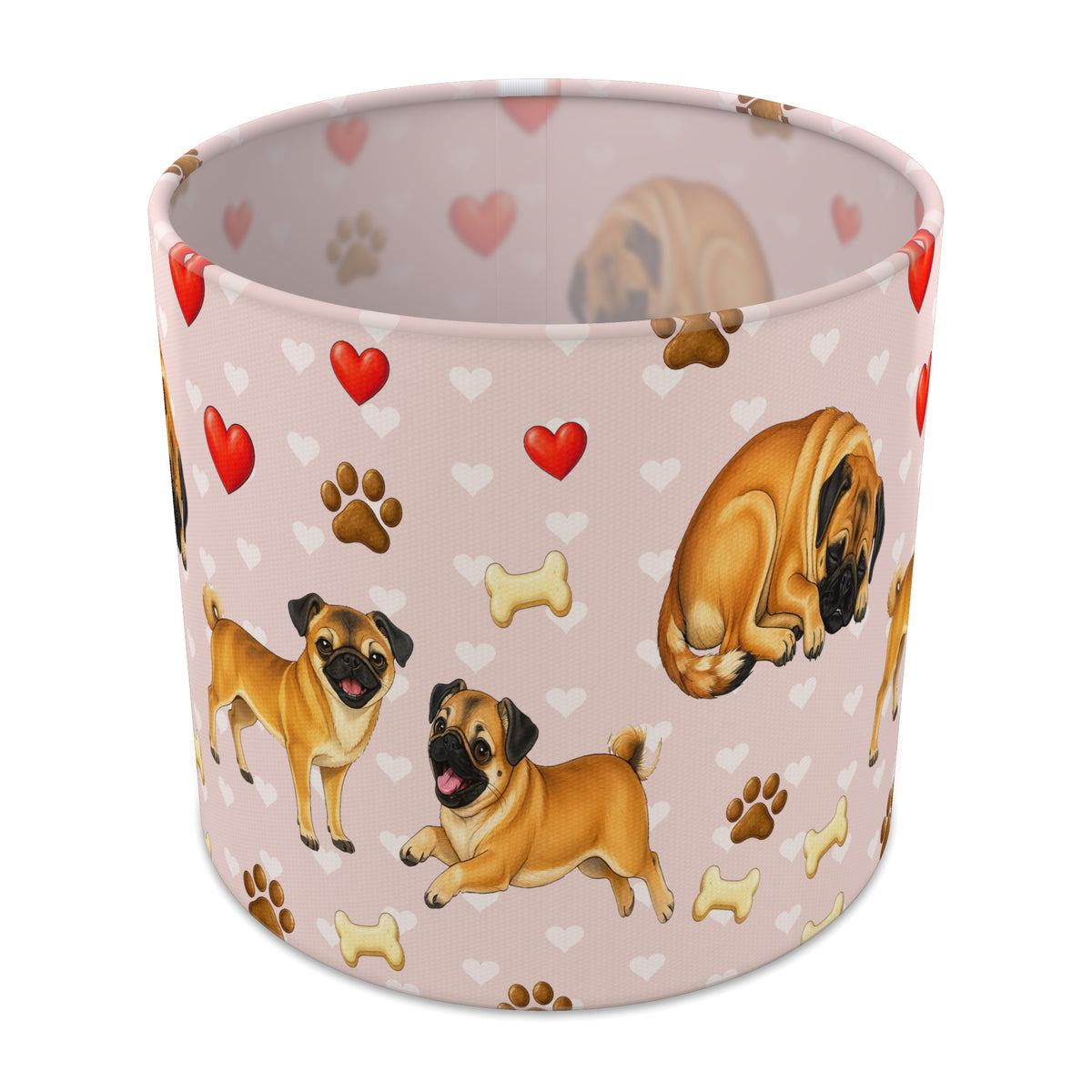 Blush Pug Love lampshade - 20cm x 18.5cm Table