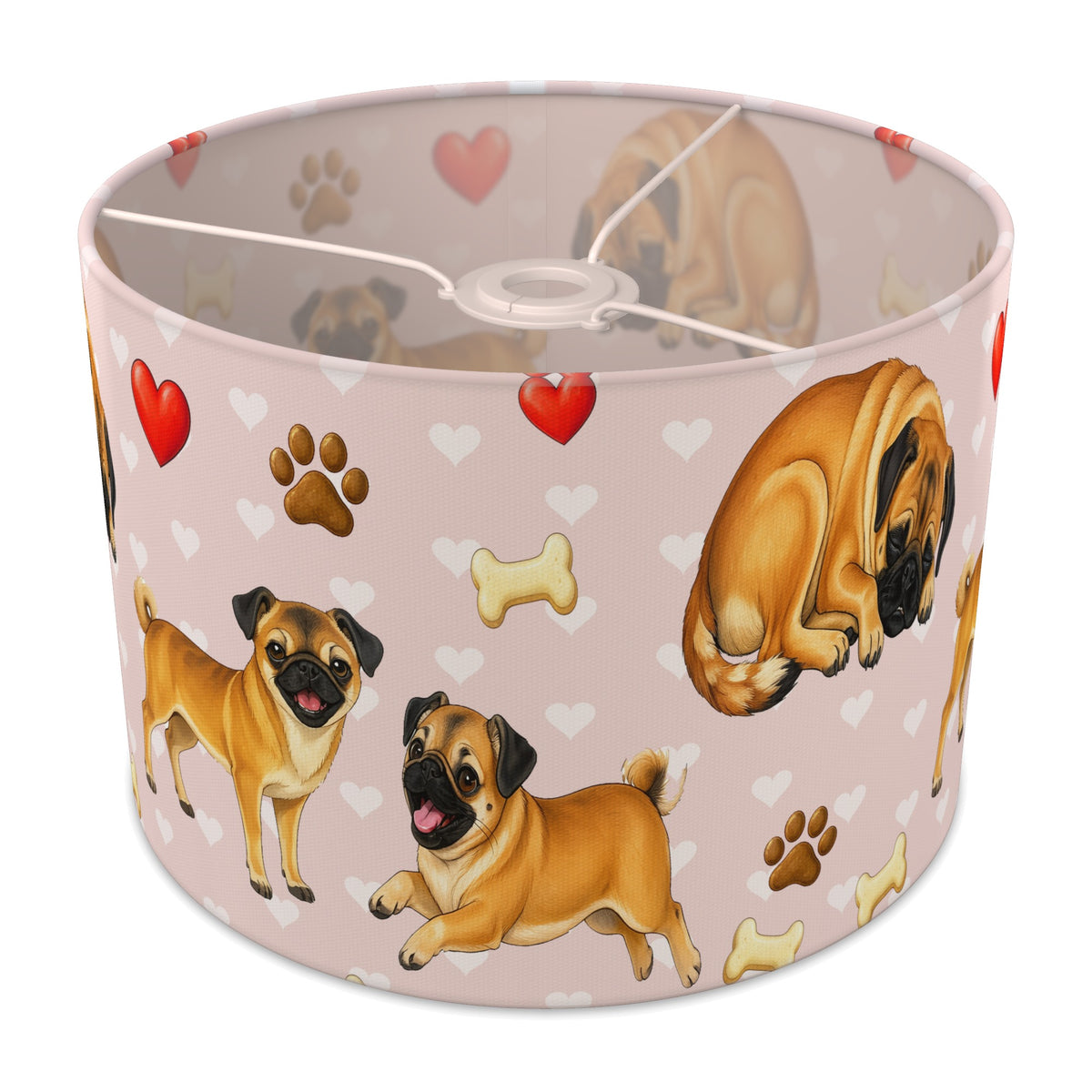Blush Pug Love lampshade - 30cm x 21cm Ceiling