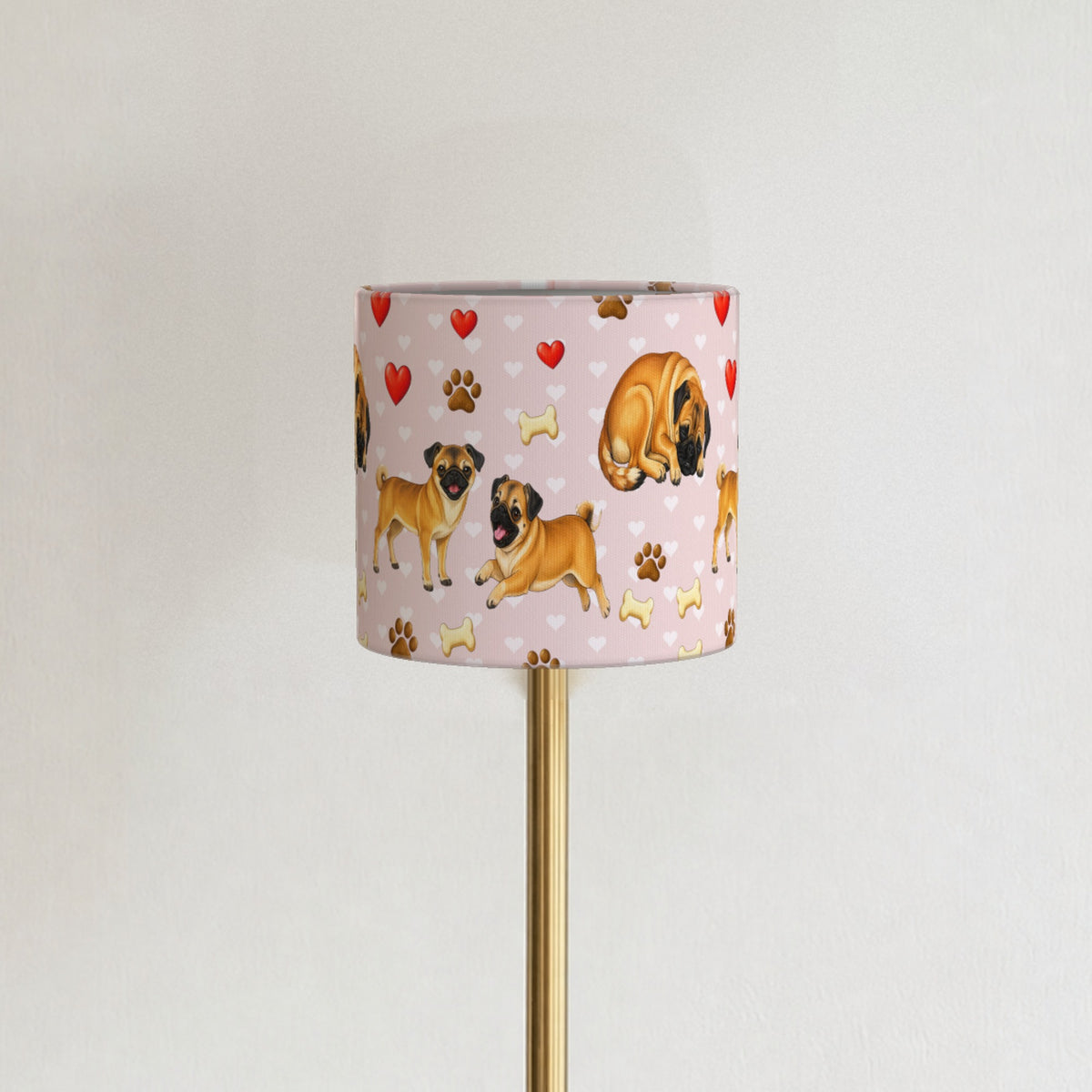 Blush Pug Love lampshade - 20cm x 18.5cm Ceiling - photo 3