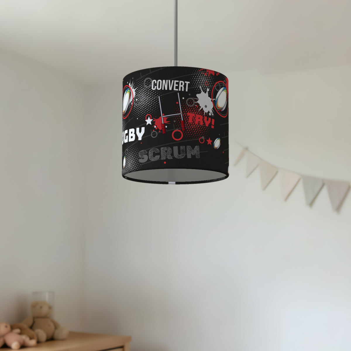 Black Rugby Crazy lampshade - 20cm x 18.5cm Ceiling - photo 2