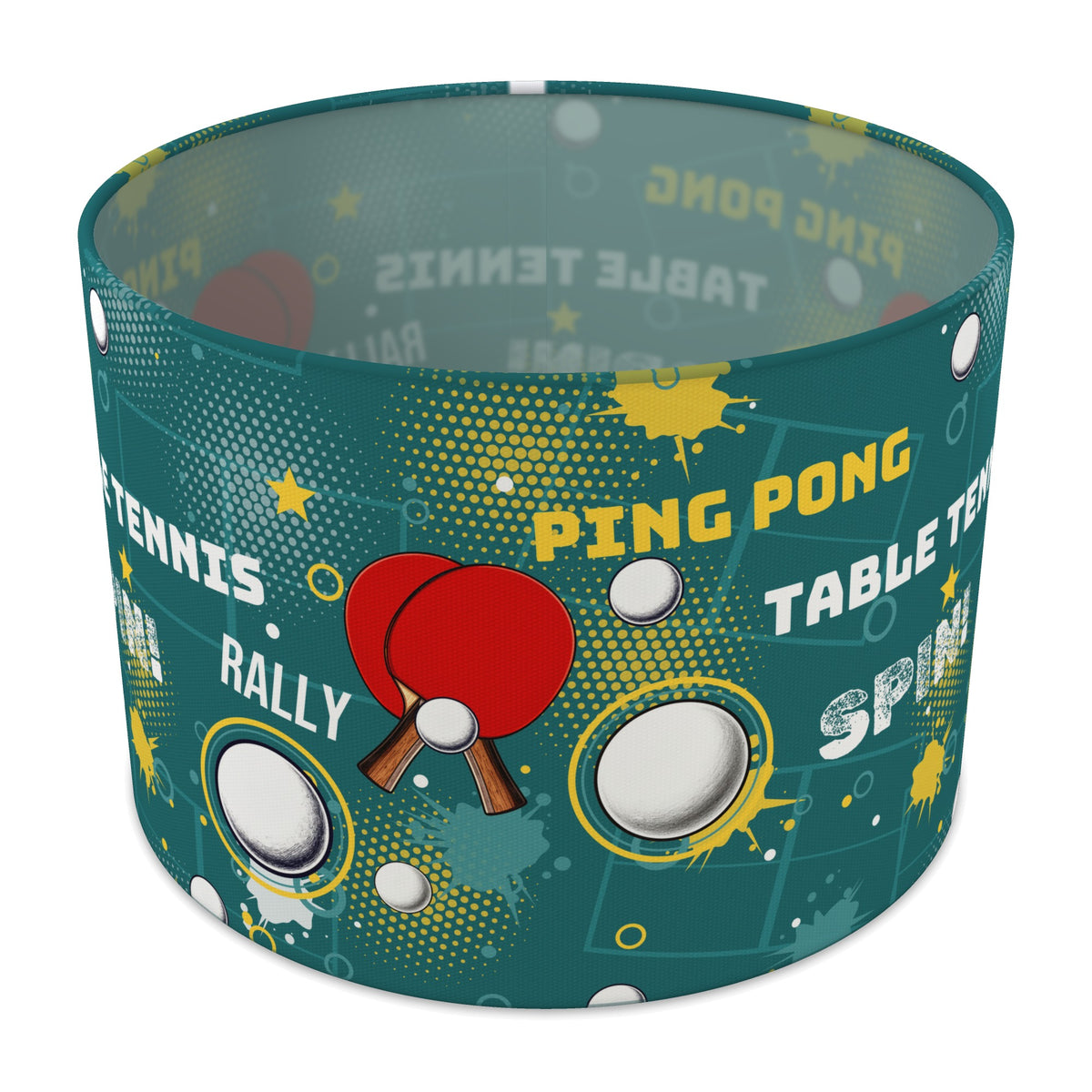 Teal Ping Pong Rally lampshade - 30cm x 21cm Table