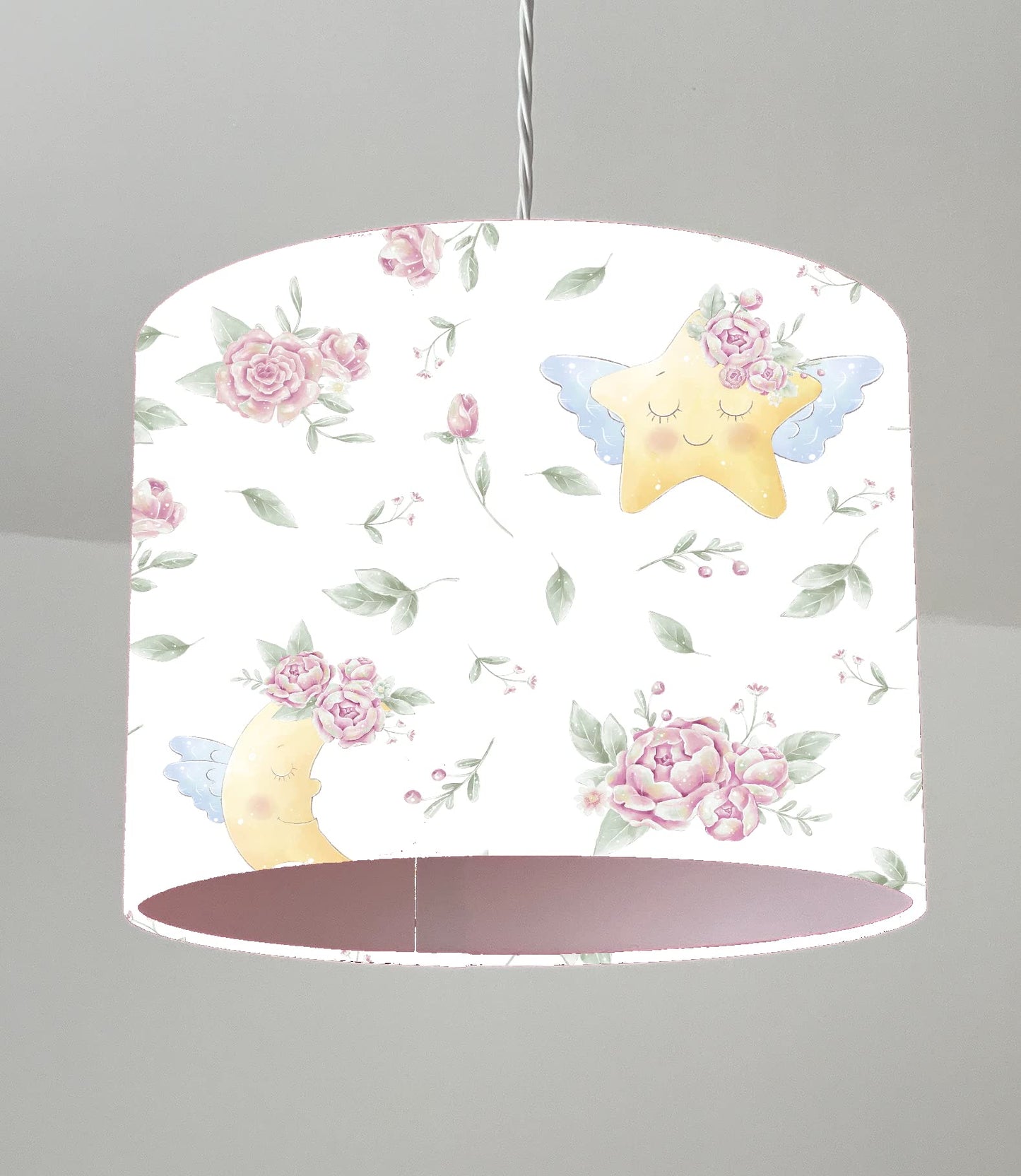 Floral Star and Moon Ceiling Lampshade Lightshade for Room - 20cm x 18.5cm