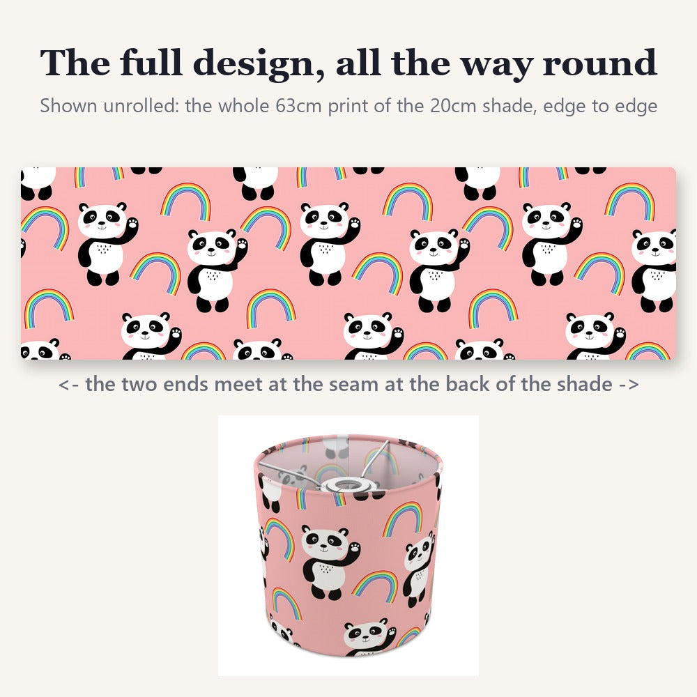 Pink Panda and Rainbow lampshade