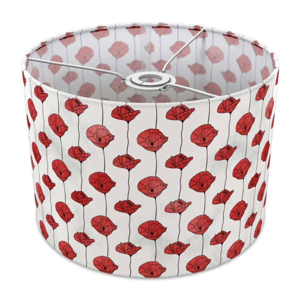 Red Poppy Floral Pattern lampshade - 30cm Ceiling
