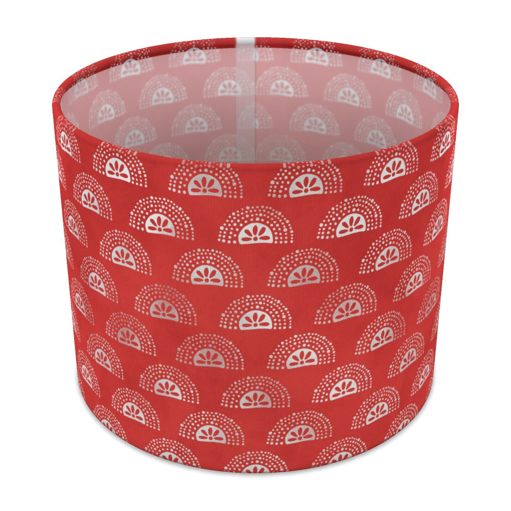 Red Geometric Pattern lampshade - 25cm Table