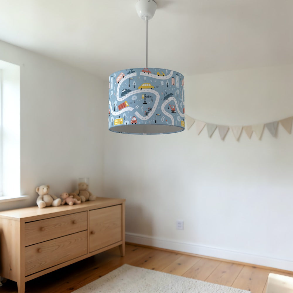 Blue Roadmap Cars and Trucks lampshade