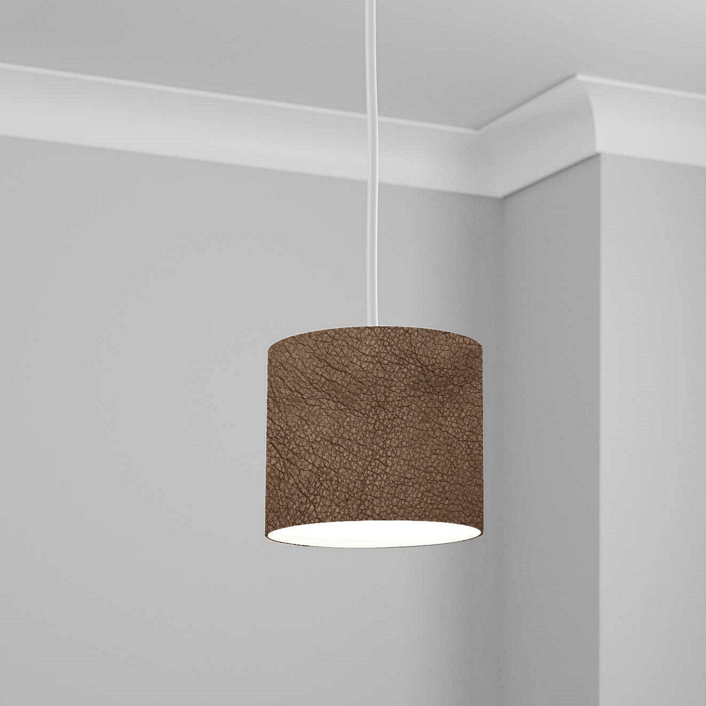 Brown Leather Effect Pattern Ceiling Lampshade Lightshade for Room - 20cm x 18.5cm