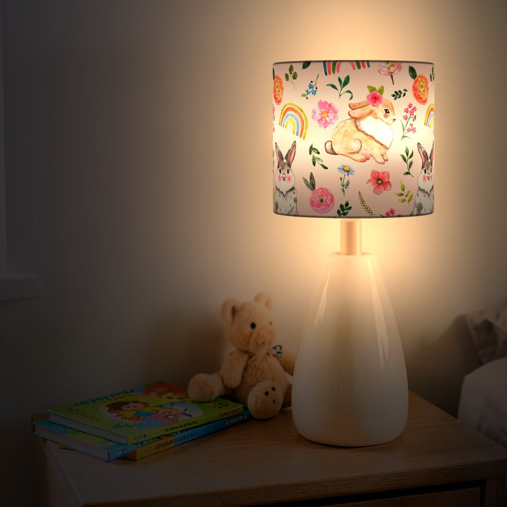 Cute Rabbit and Floral Rainbow lampshade