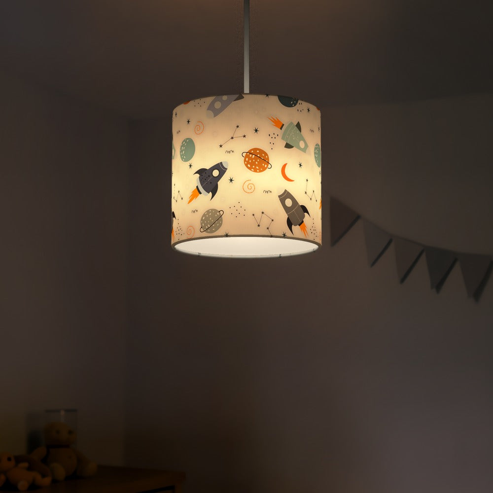Rocket and Planet Space Theme lampshade