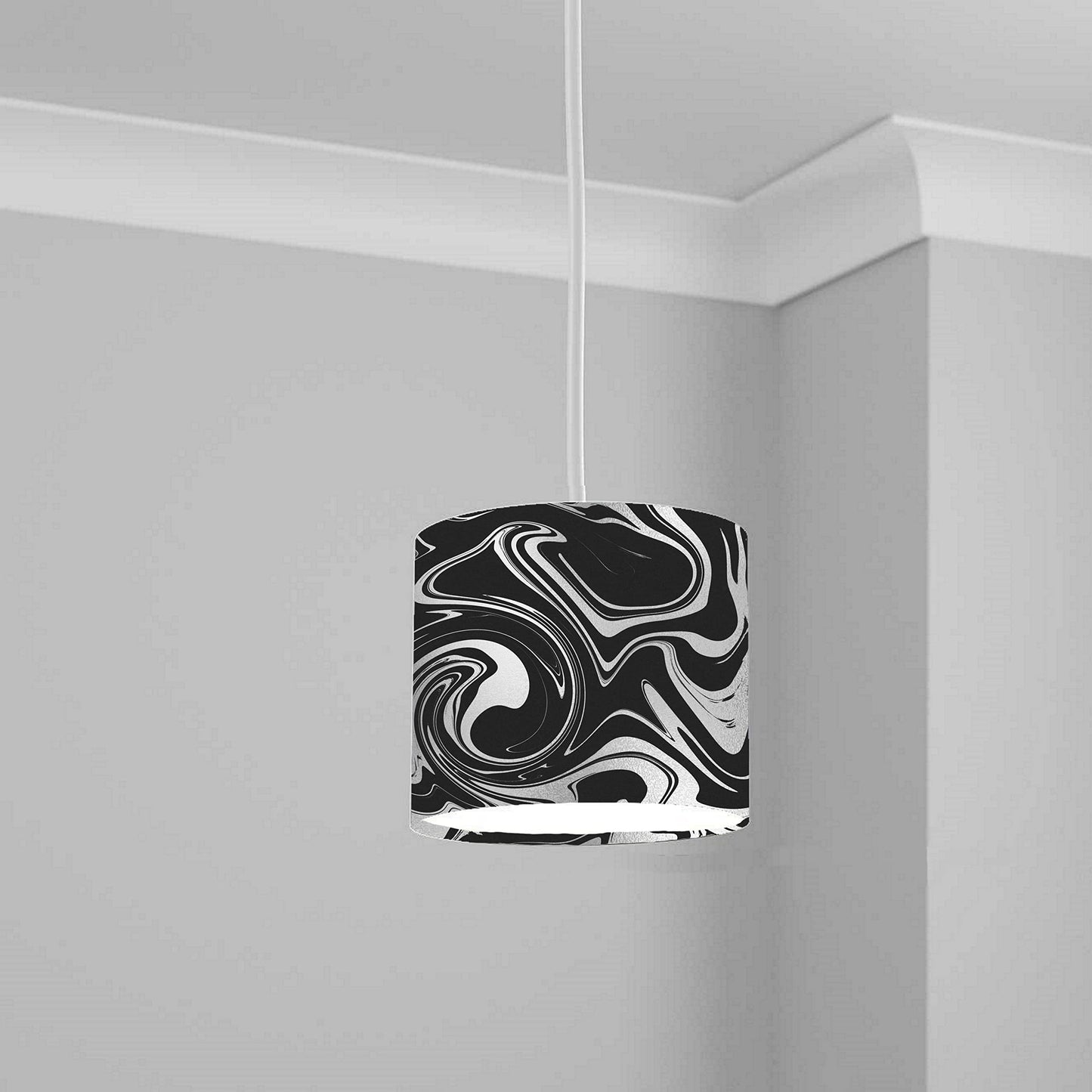 Black and White Swirl Pattern Ceiling Lampshade Lightshade for Room - 20cm x 18.5cm