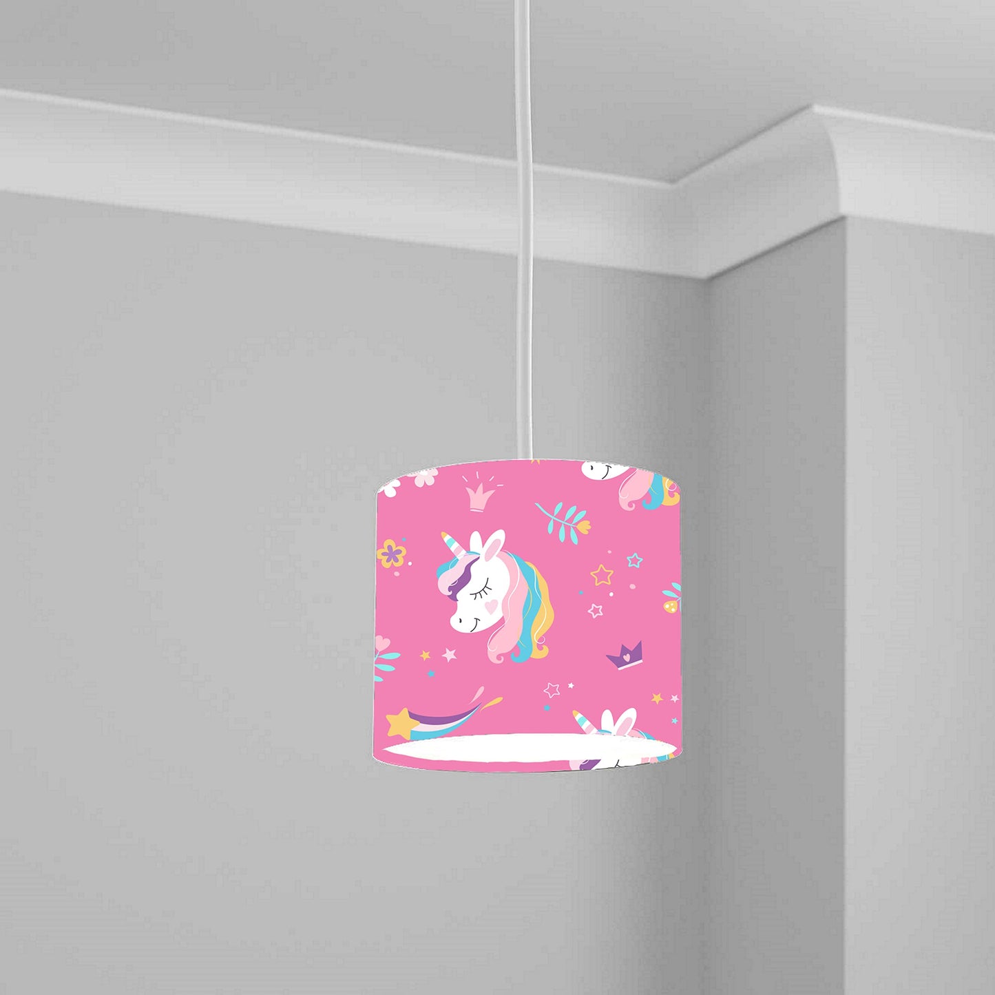 Pink Unicorn and Flowers Ceiling Lampshade Lightshade for Kids Room - 20cm x 18.5cm