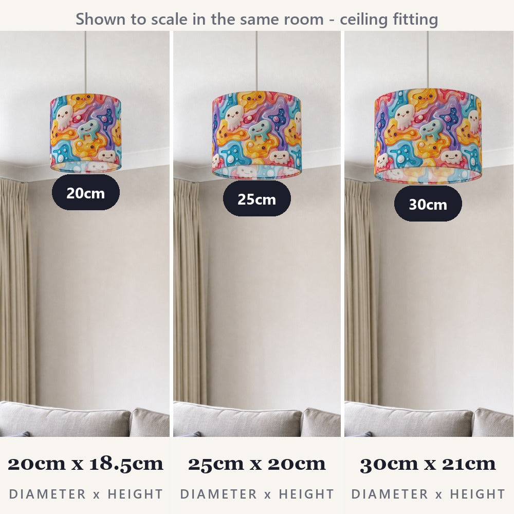 Colourful Monsters on Swirls lampshade