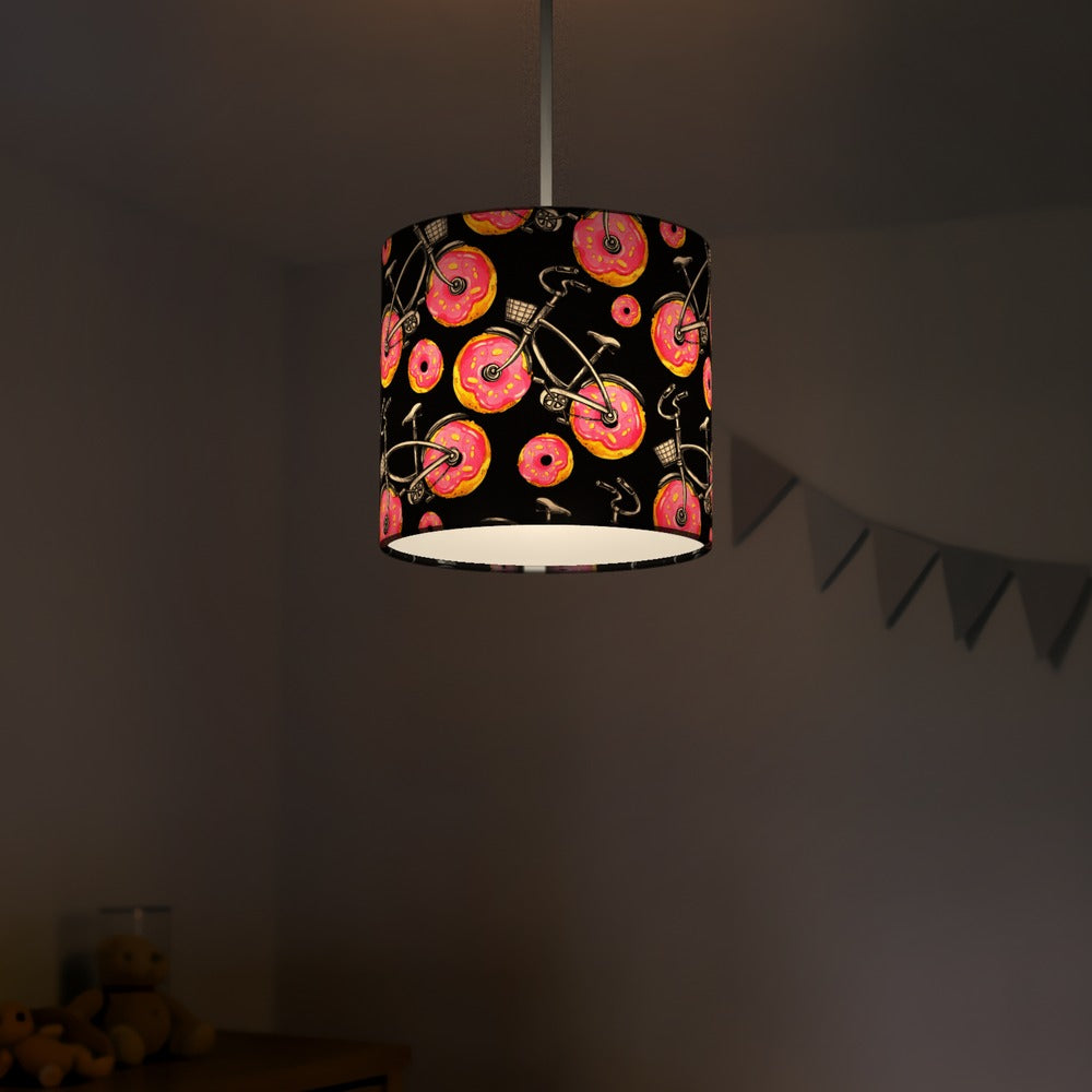 Whimsical Donut and Bike Pattern lampshade