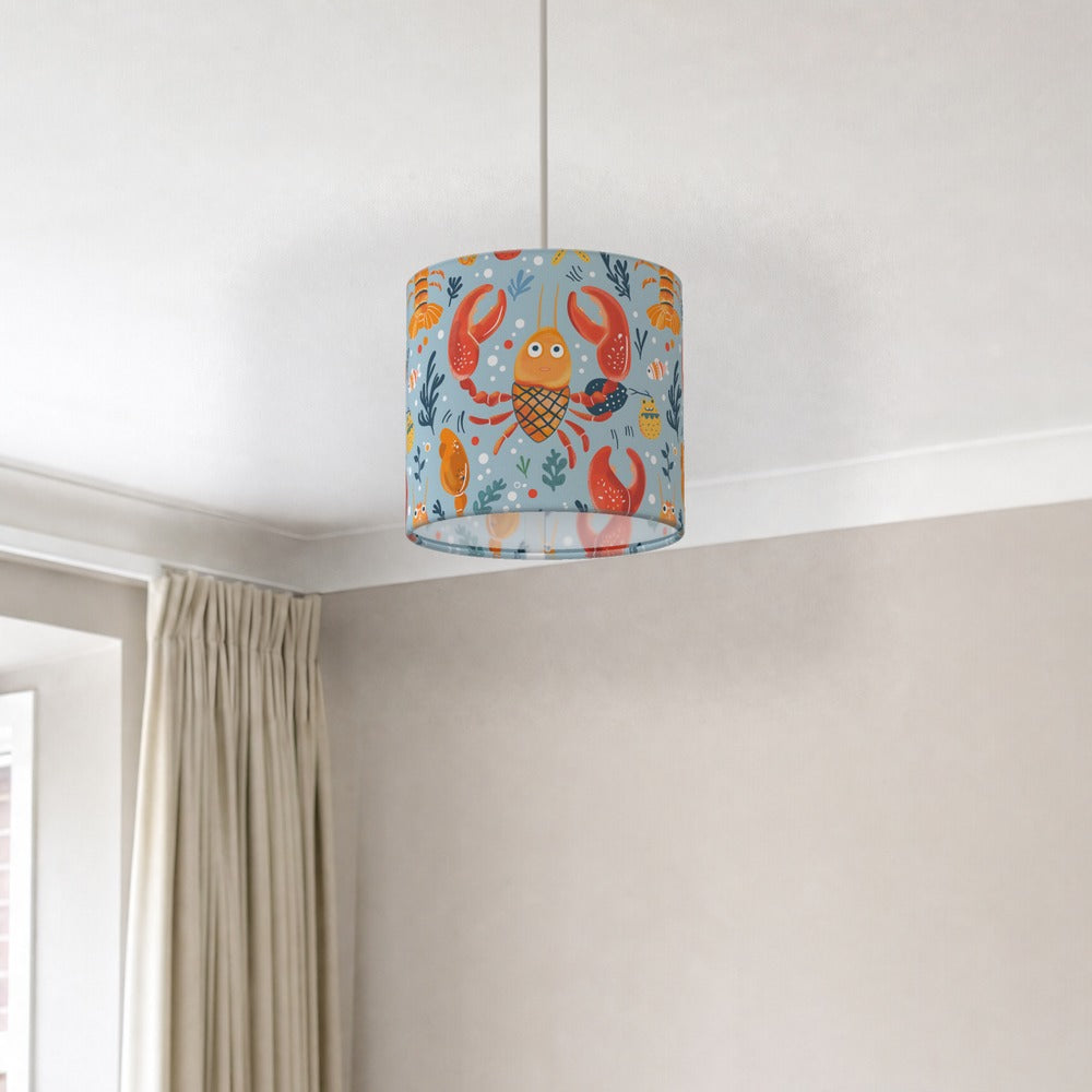 Bright Crabs and Fish lampshade