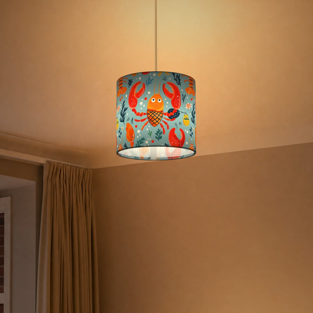 Bright Crabs and Fish lampshade