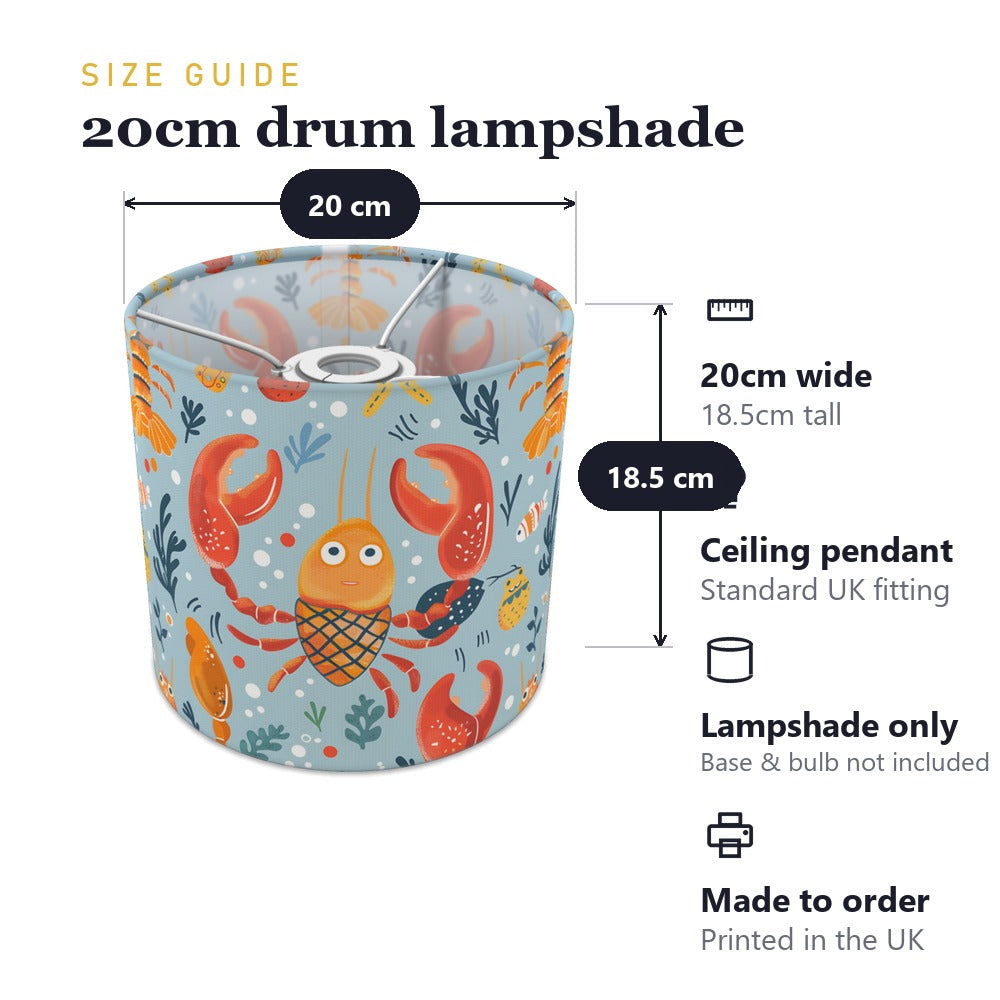 Bright Crabs and Fish lampshade