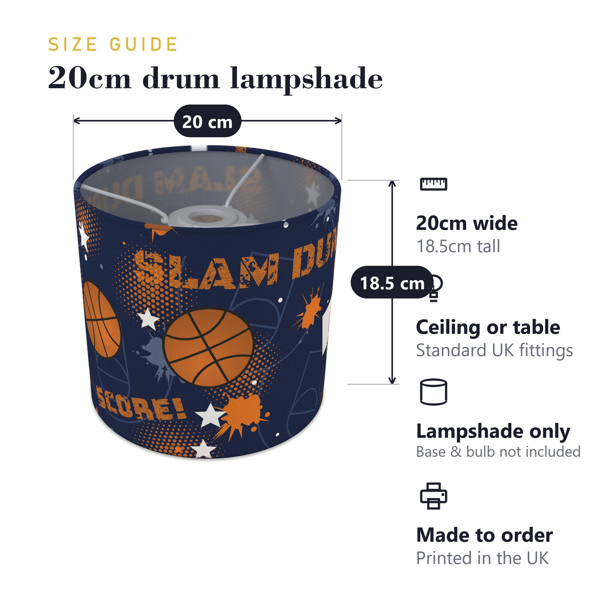 Navy Slam Dunk II lampshade - 20cm x 18.5cm Ceiling - photo 7