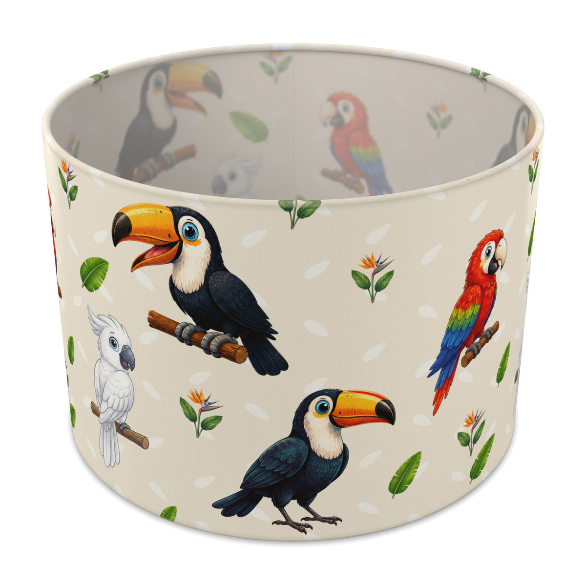 Cream Bird Friends II lampshade - 30cm x 21cm Table