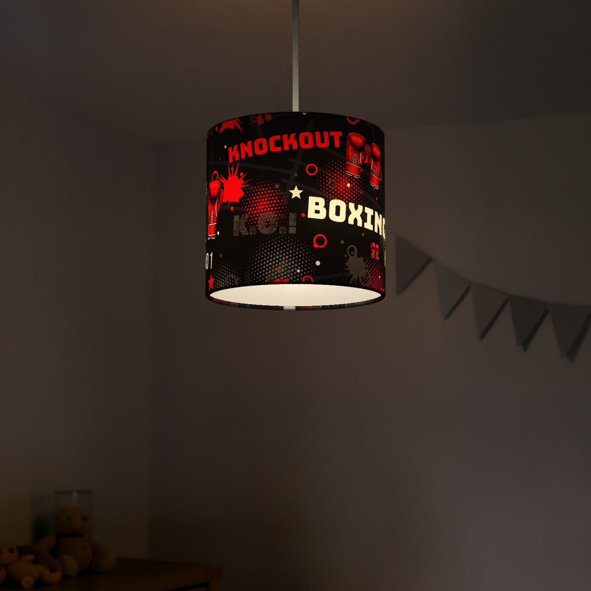 Black Knockout Boxing II lampshade - 20cm x 18.5cm Ceiling - photo 5