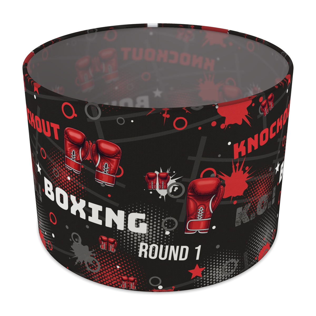 Black Knockout Boxing II lampshade - 30cm x 21cm Table
