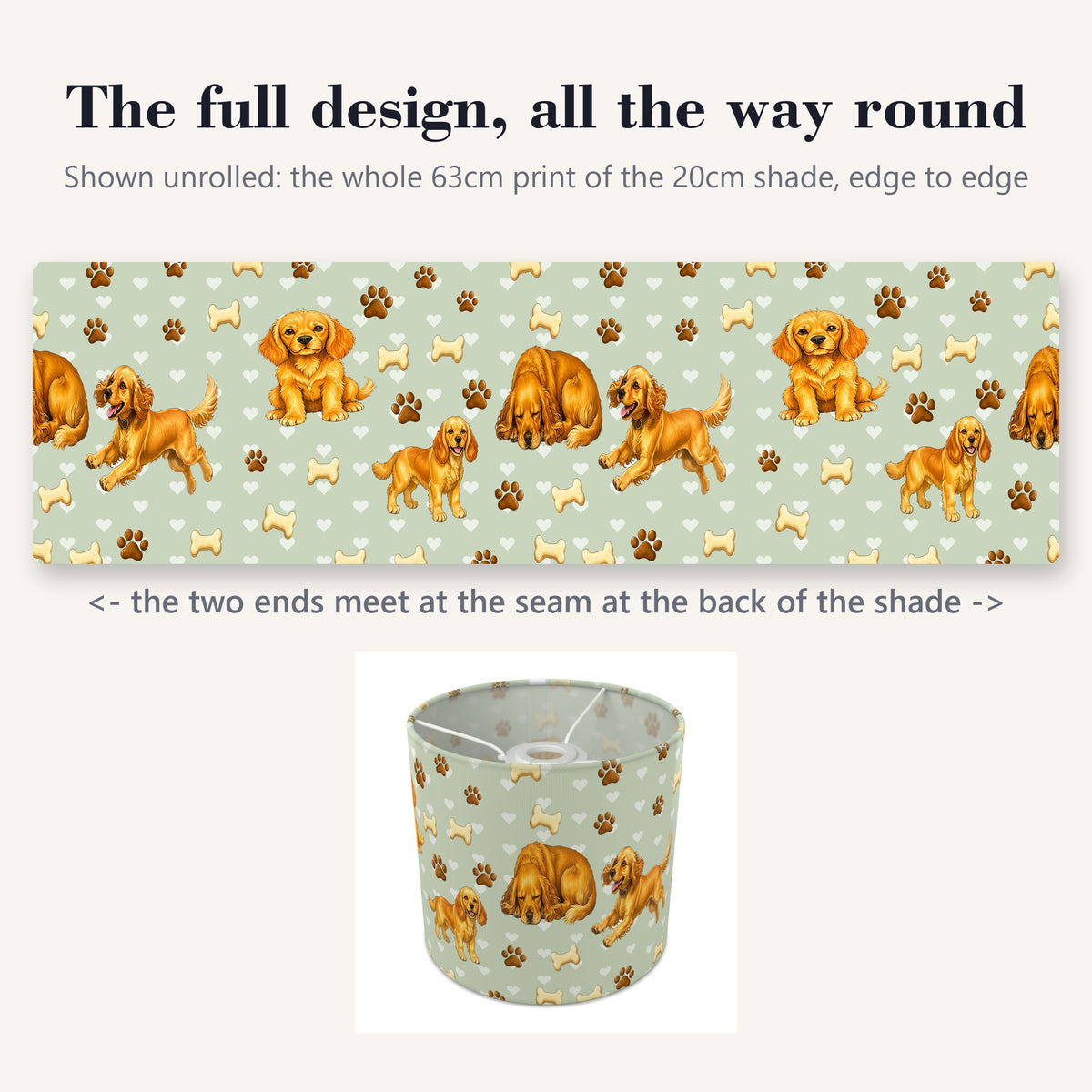 Sage Cocker Spaniel Love II lampshade - 20cm x 18.5cm Ceiling - photo 9