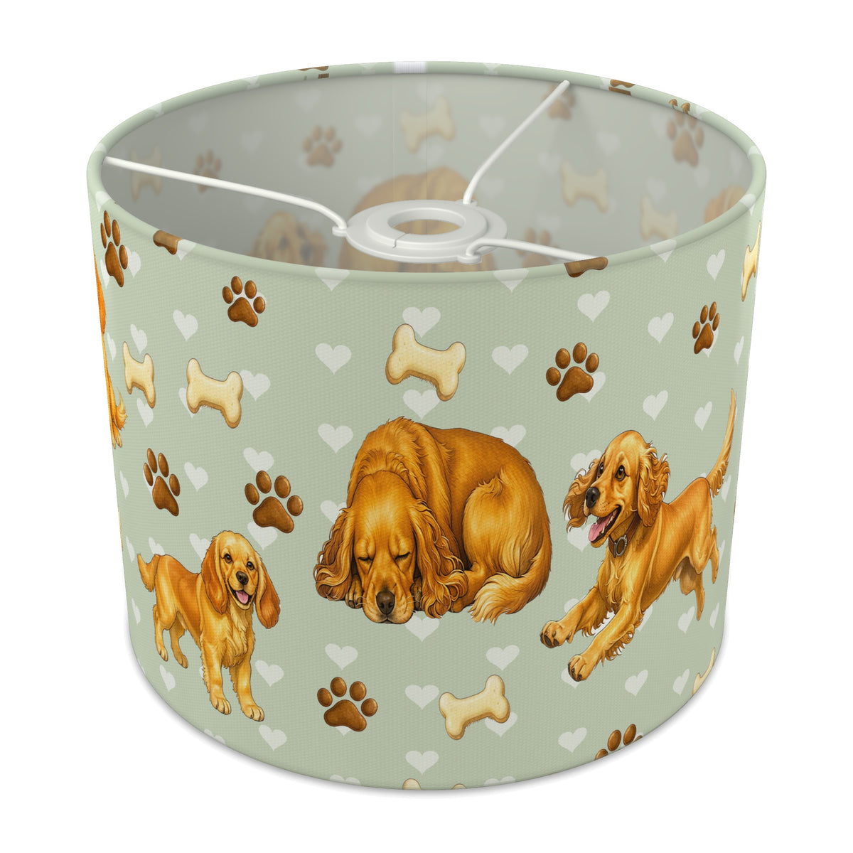 Sage Cocker Spaniel Love II lampshade - 25cm x 20cm Ceiling