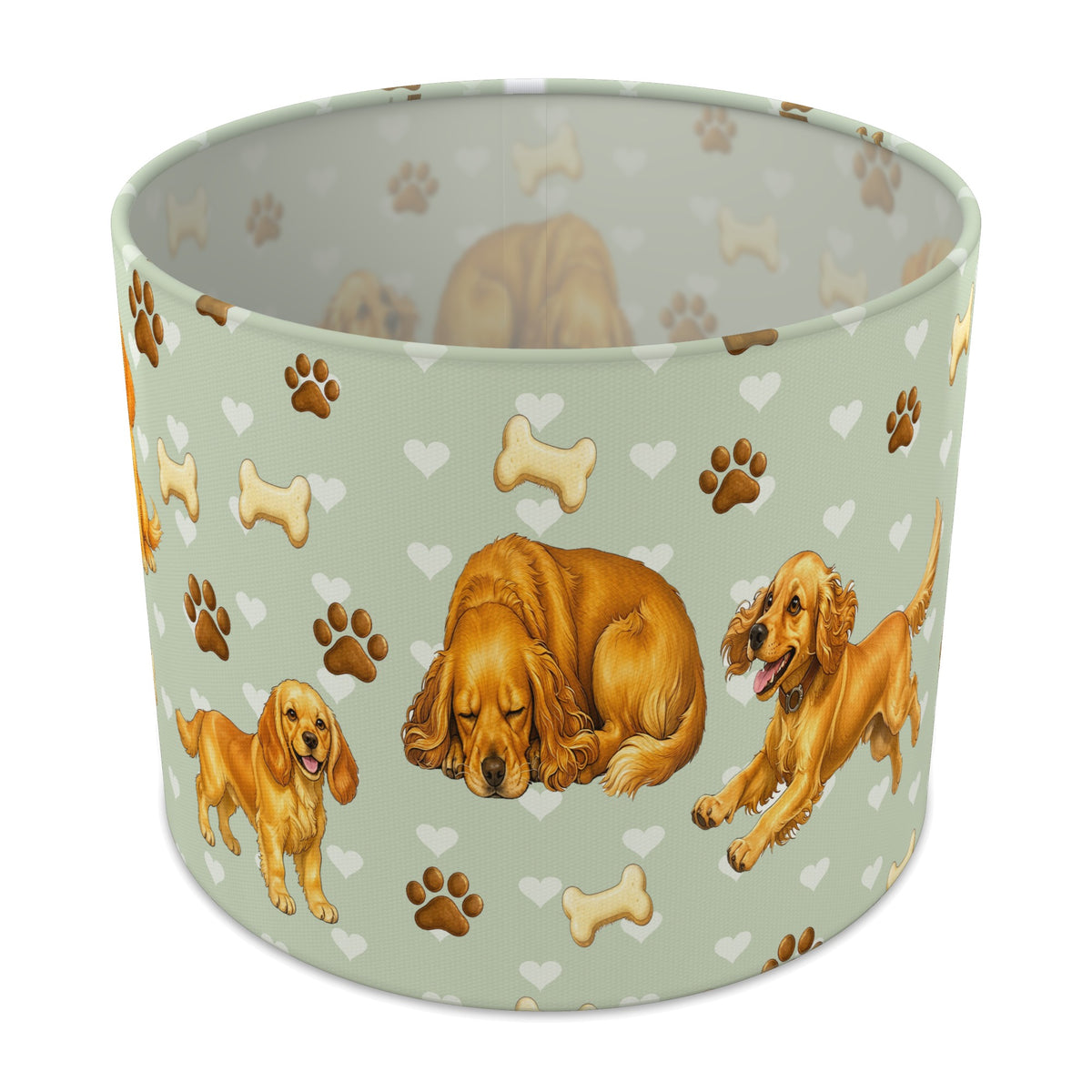 Sage Cocker Spaniel Love II lampshade - 25cm x 20cm Table