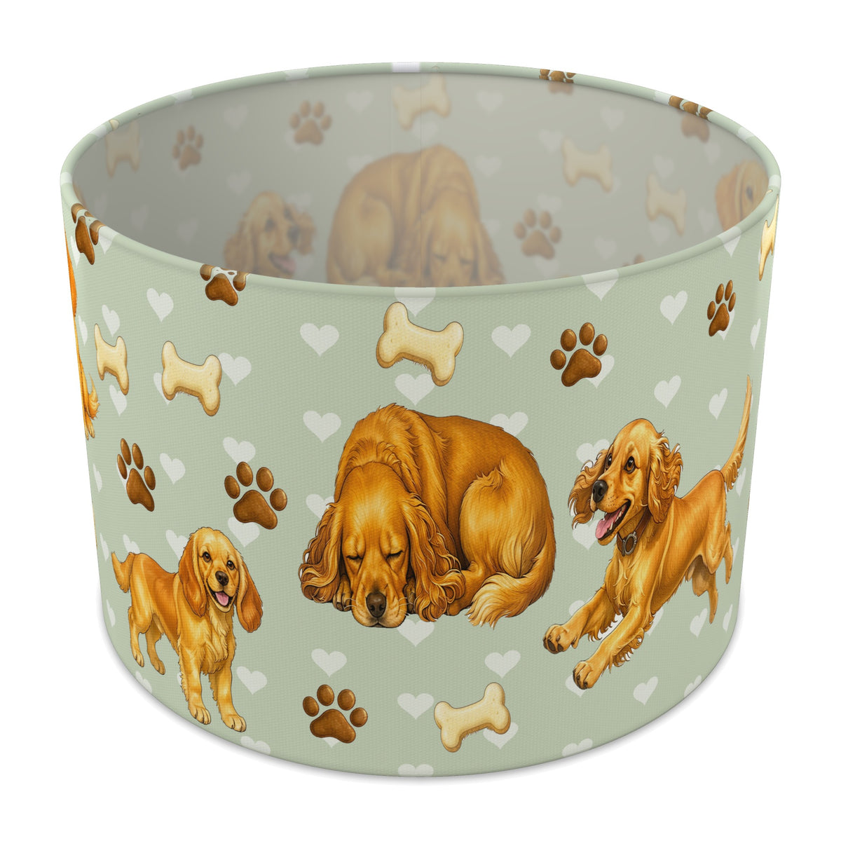 Sage Cocker Spaniel Love II lampshade - 30cm x 21cm Table
