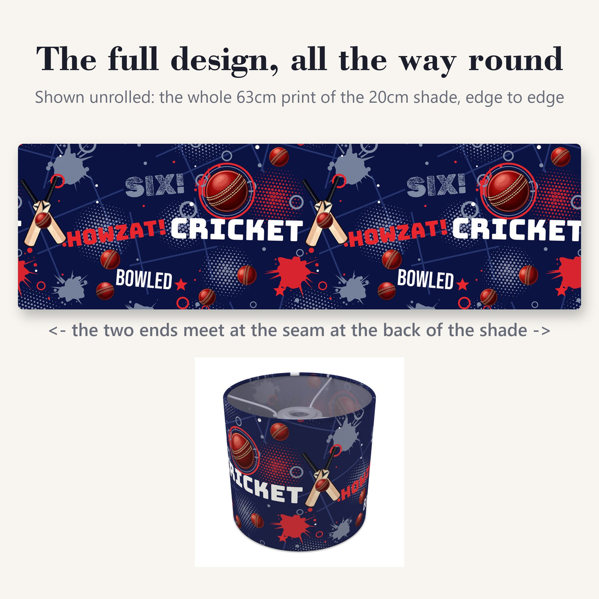 Navy Cricket Crazy II lampshade - 20cm x 18.5cm Ceiling - photo 9