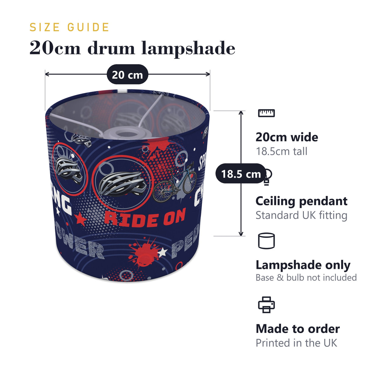 Navy Pedal Power II lampshade - 20cm x 18.5cm Ceiling - photo 7