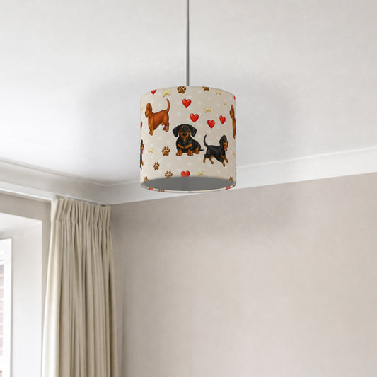 Cream Dachshund Love II lampshade - 20cm x 18.5cm Ceiling - photo 2