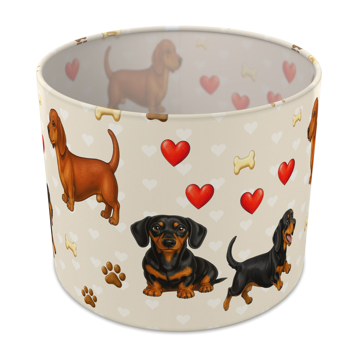 Cream Dachshund Love II lampshade - 25cm x 20cm Table