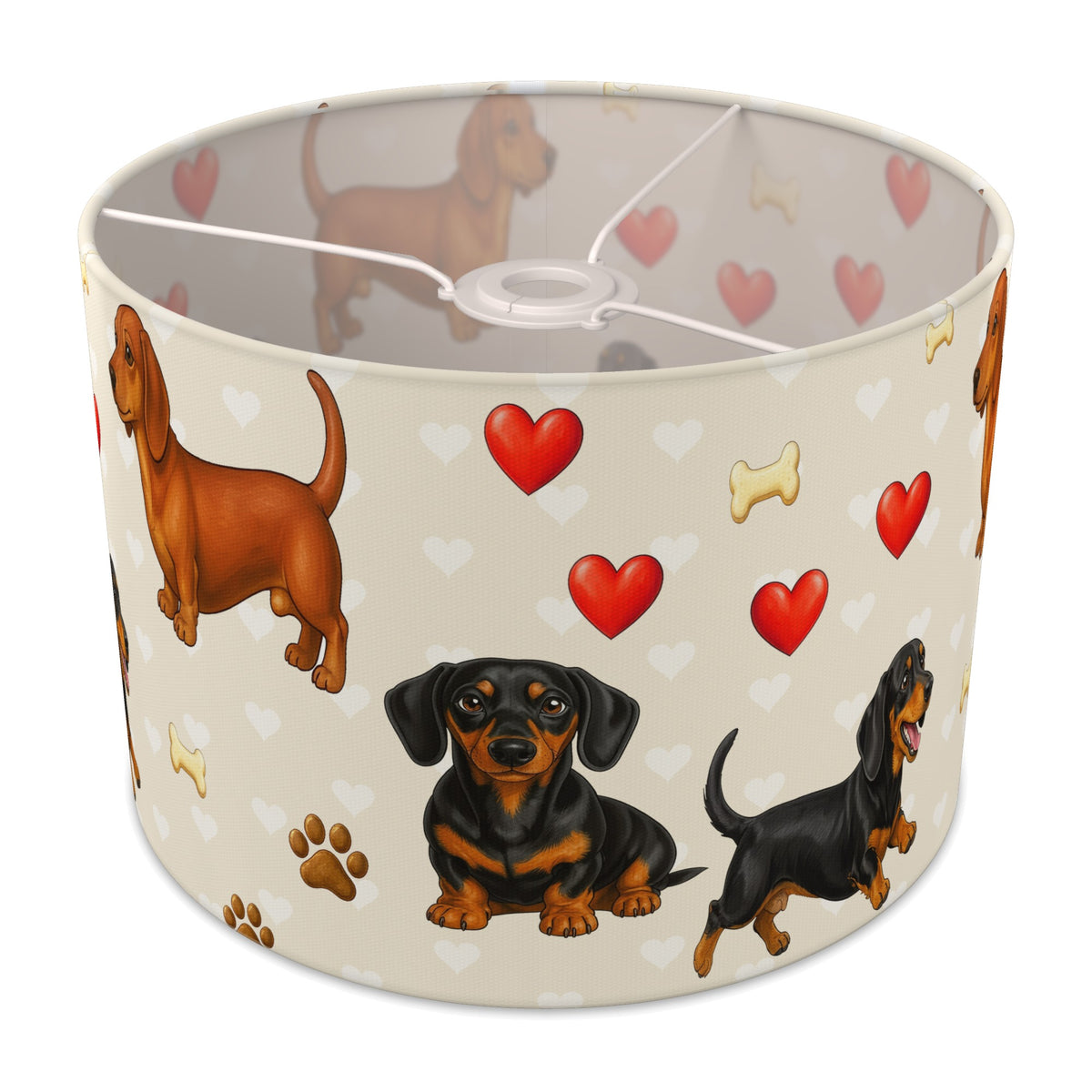 Cream Dachshund Love II lampshade - 30cm x 21cm Ceiling