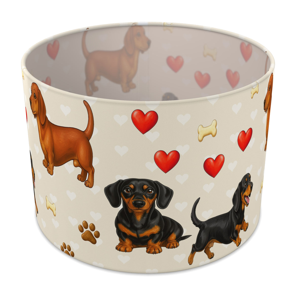 Cream Dachshund Love II lampshade - 30cm x 21cm Table
