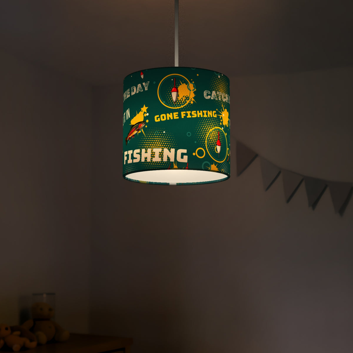 Teal Reel It In II lampshade - 20cm x 18.5cm Ceiling - photo 5
