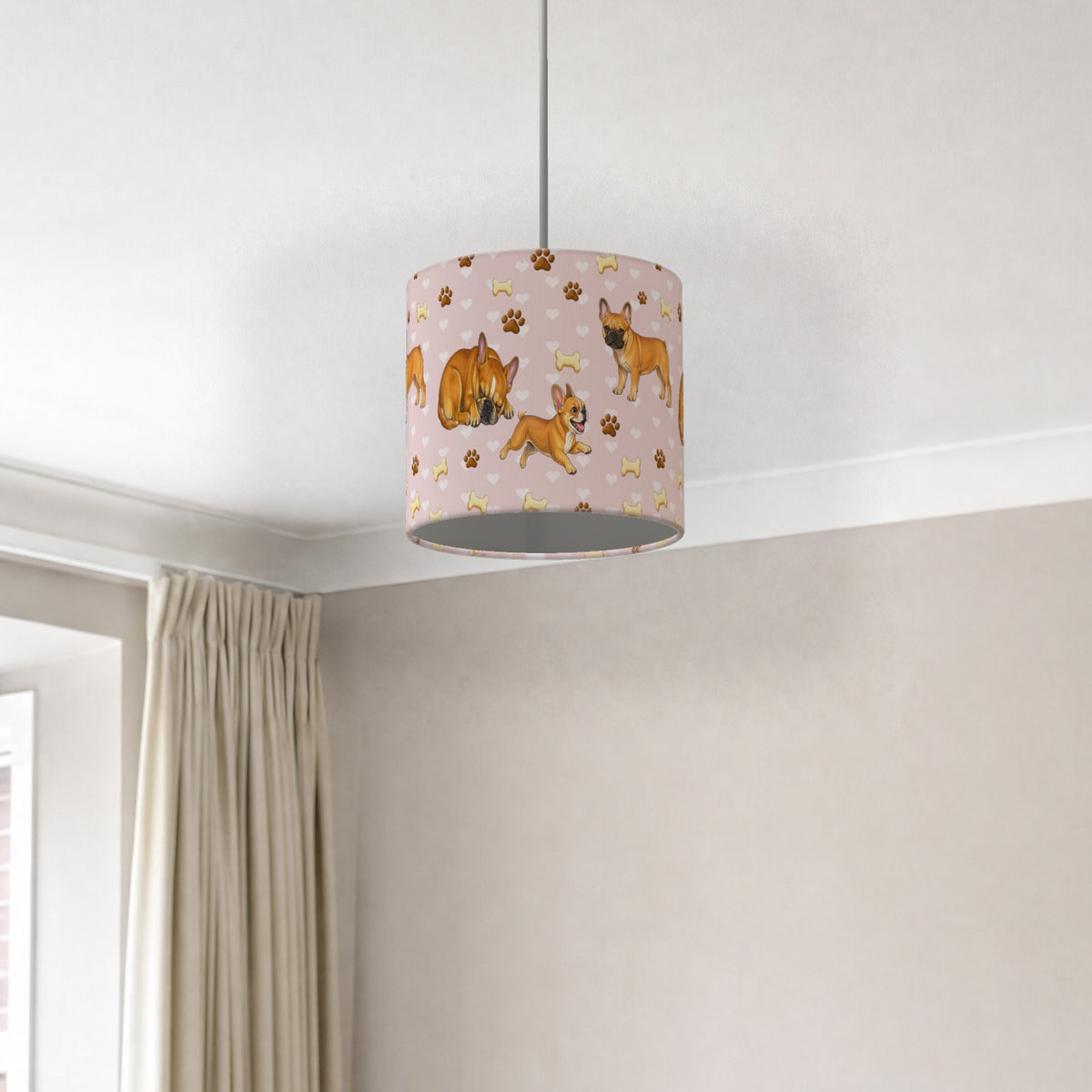 Blush French Bulldog Love II lampshade - 20cm x 18.5cm Ceiling - photo 2