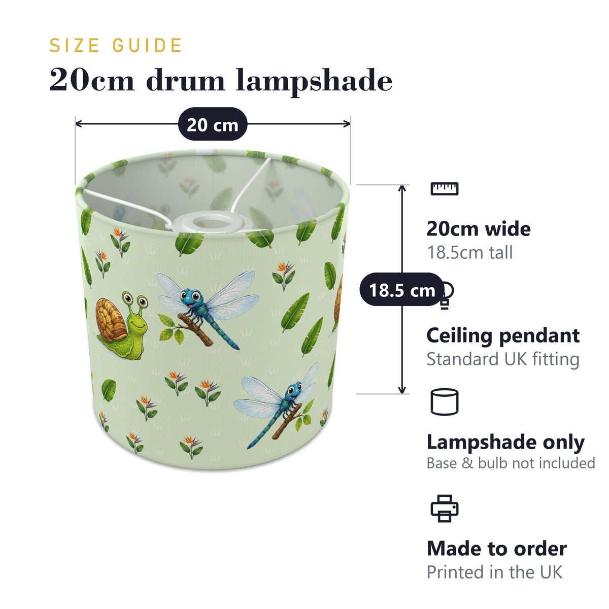 Meadow Bug Friends II lampshade - 20cm x 18.5cm Ceiling - photo 7