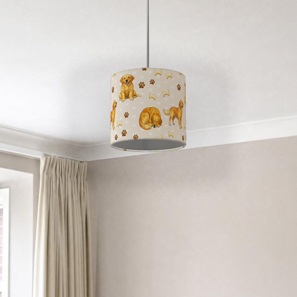 Cream Golden Retriever Love II lampshade - 20cm x 18.5cm Ceiling - photo 2