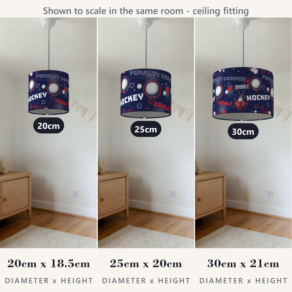 Navy Hockey Hero II lampshade - 20cm x 18.5cm Ceiling - photo 4