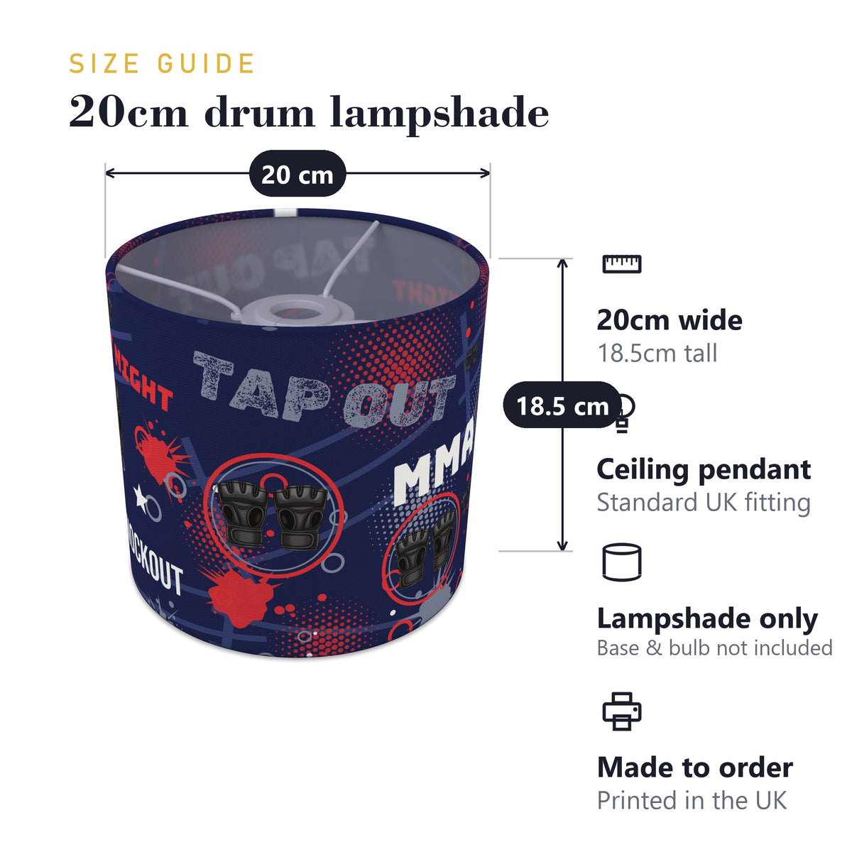 Navy Fight Night II lampshade - 20cm x 18.5cm Ceiling - photo 7