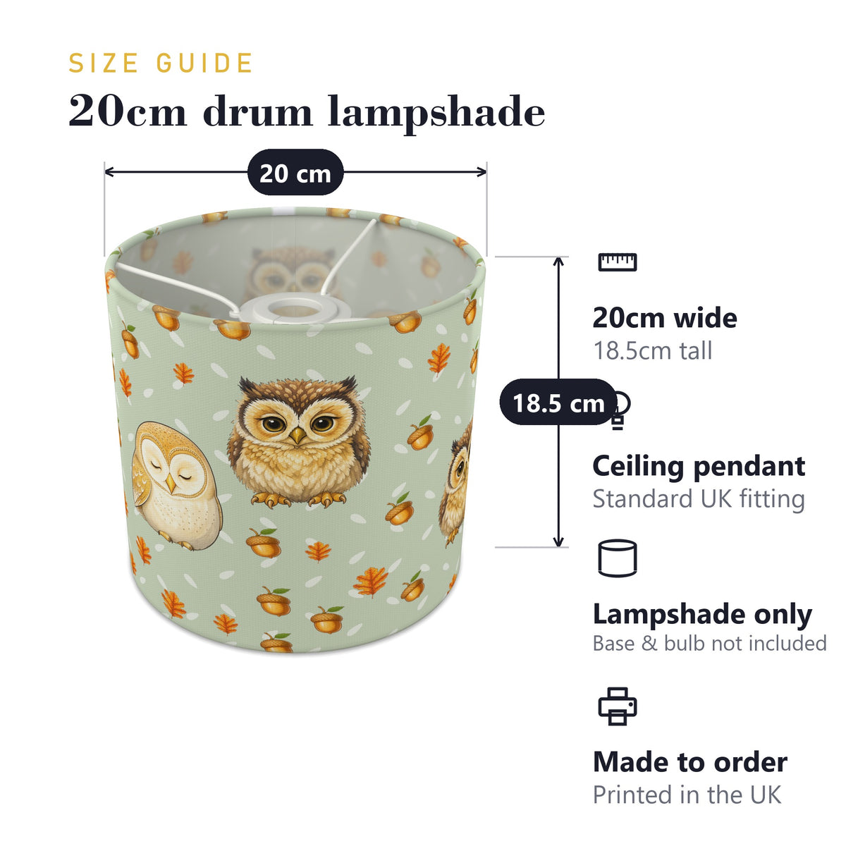 Sage Night Owls II lampshade - 20cm x 18.5cm Ceiling - photo 7