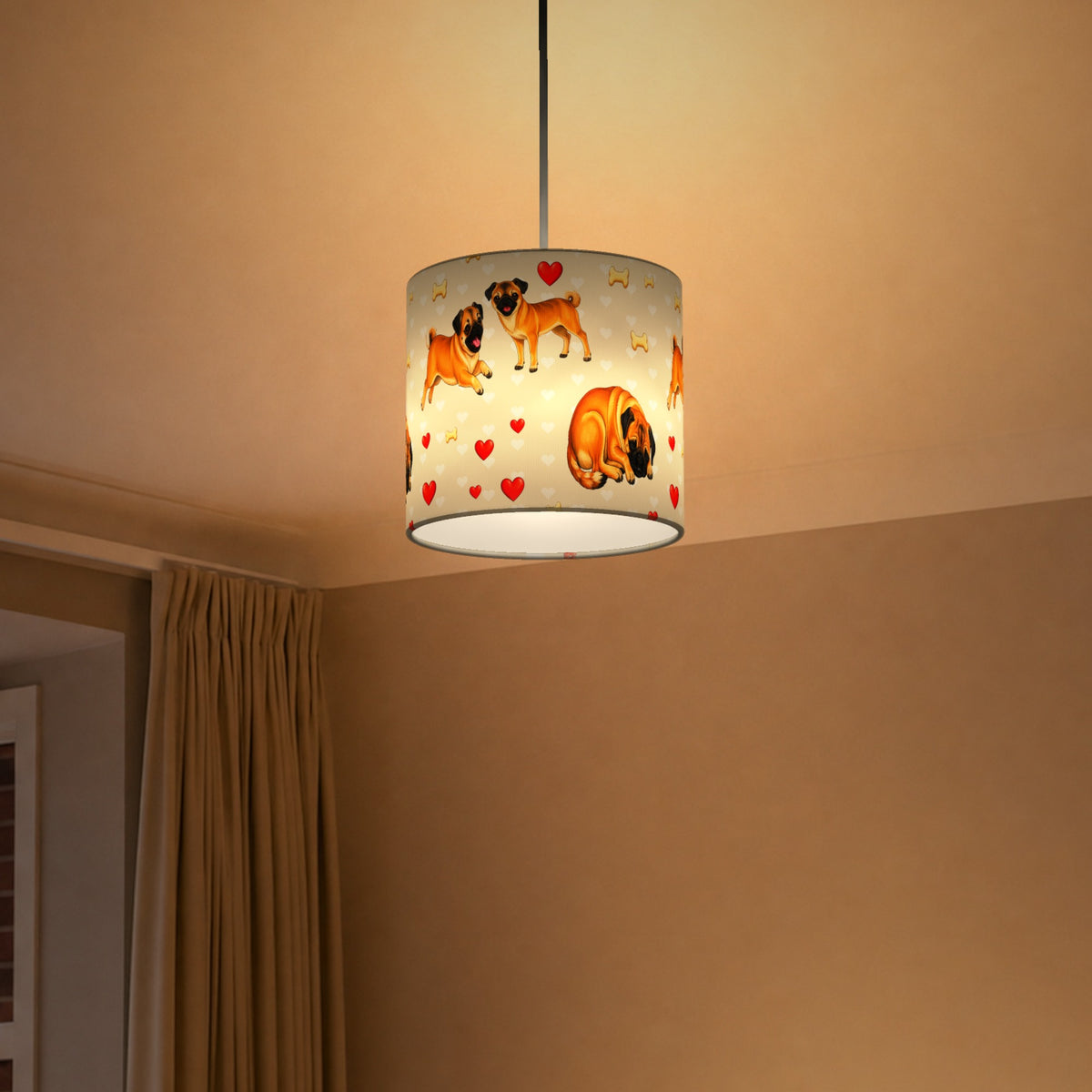 Cream Pug Love II lampshade - 20cm x 18.5cm Ceiling - photo 5
