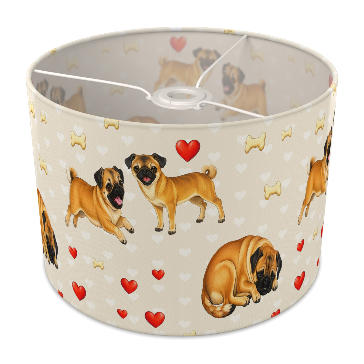 Cream Pug Love II lampshade - 30cm x 21cm Ceiling