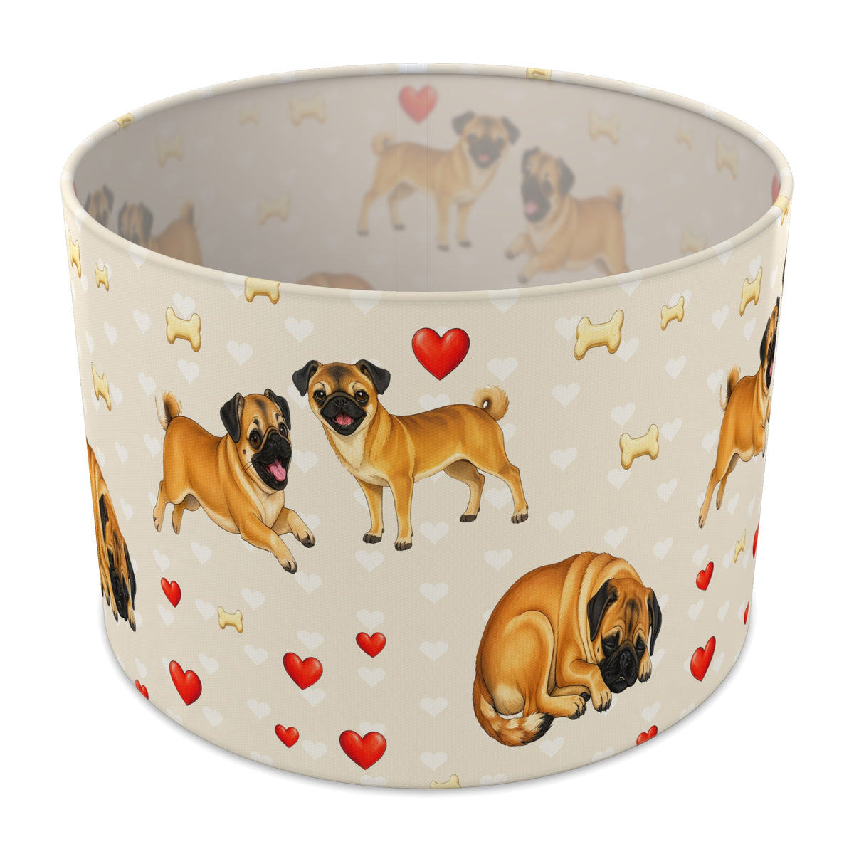 Cream Pug Love II lampshade - 30cm x 21cm Table