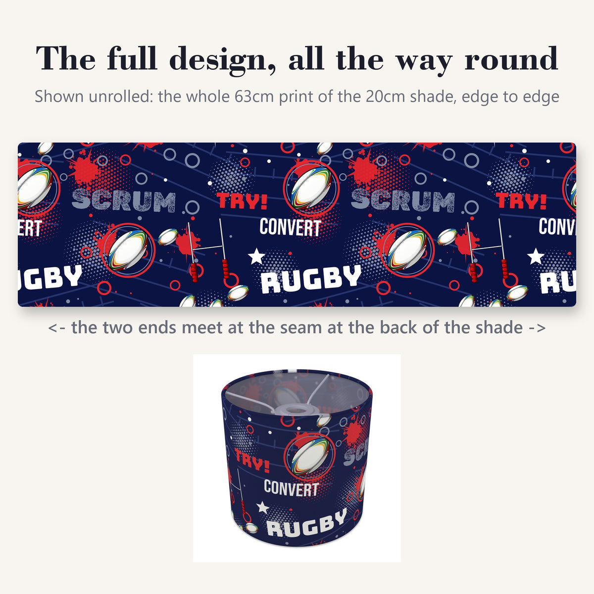 Navy Rugby Crazy II lampshade - 20cm x 18.5cm Ceiling - photo 9