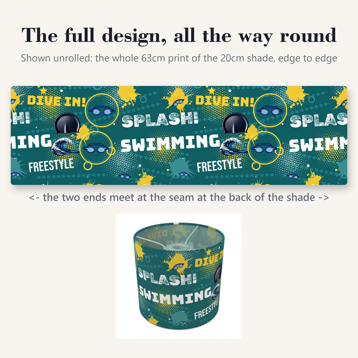 Teal Splash Swimming II lampshade - 20cm x 18.5cm Ceiling - photo 9