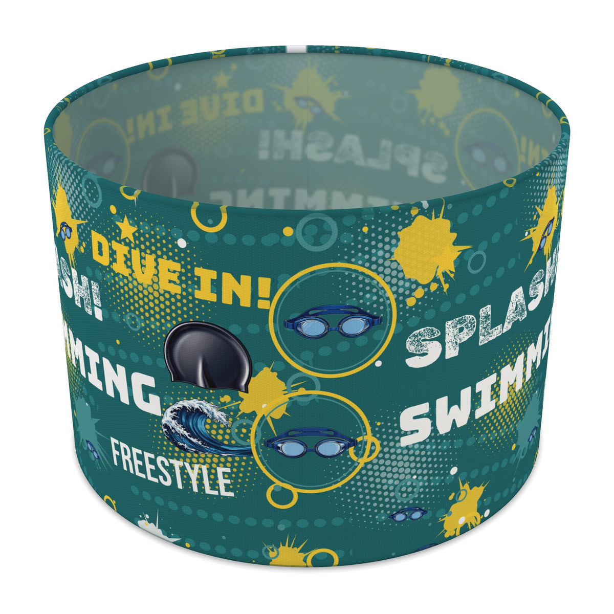 Teal Splash Swimming II lampshade - 30cm x 21cm Table