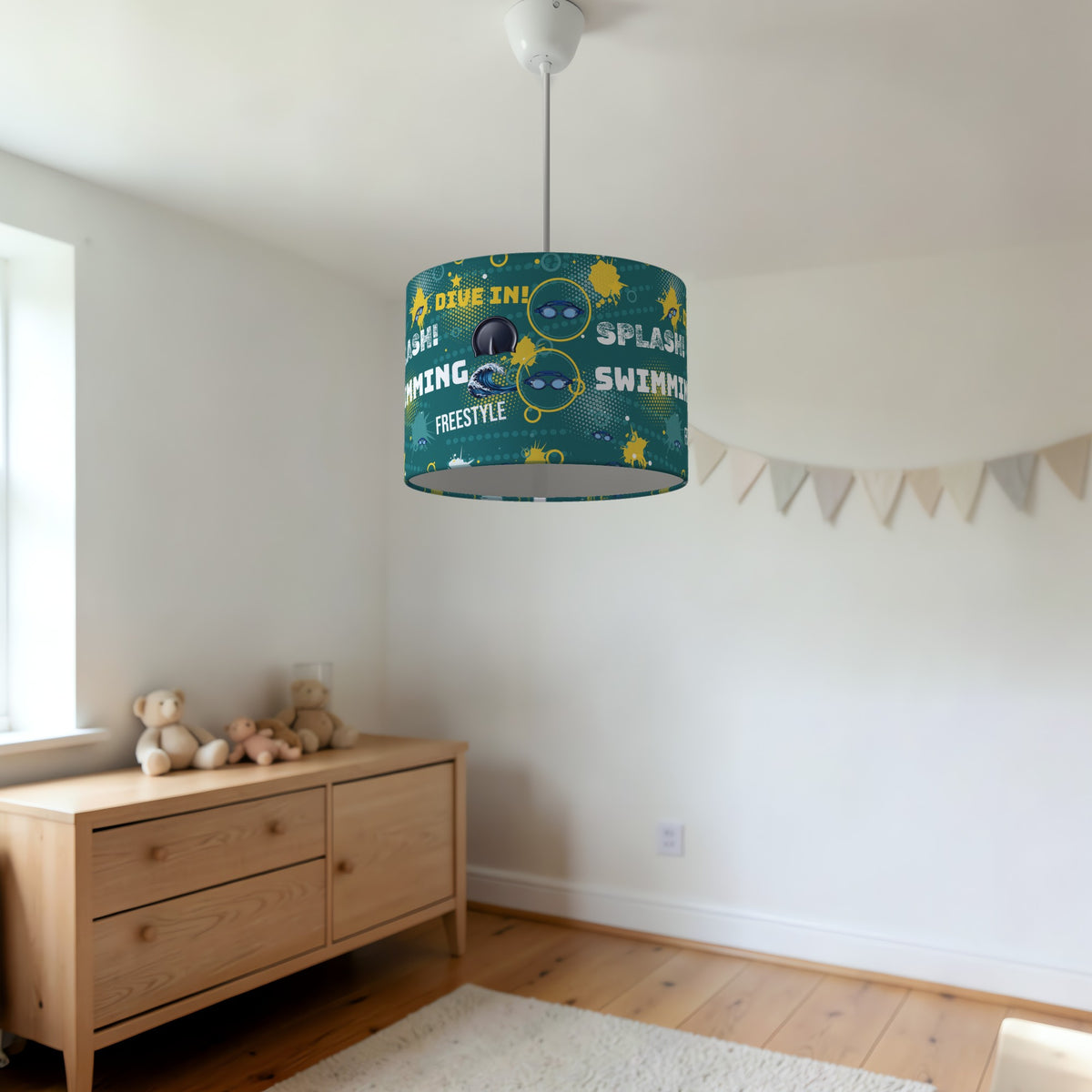 Teal Splash Swimming II lampshade - 20cm x 18.5cm Ceiling - photo 3