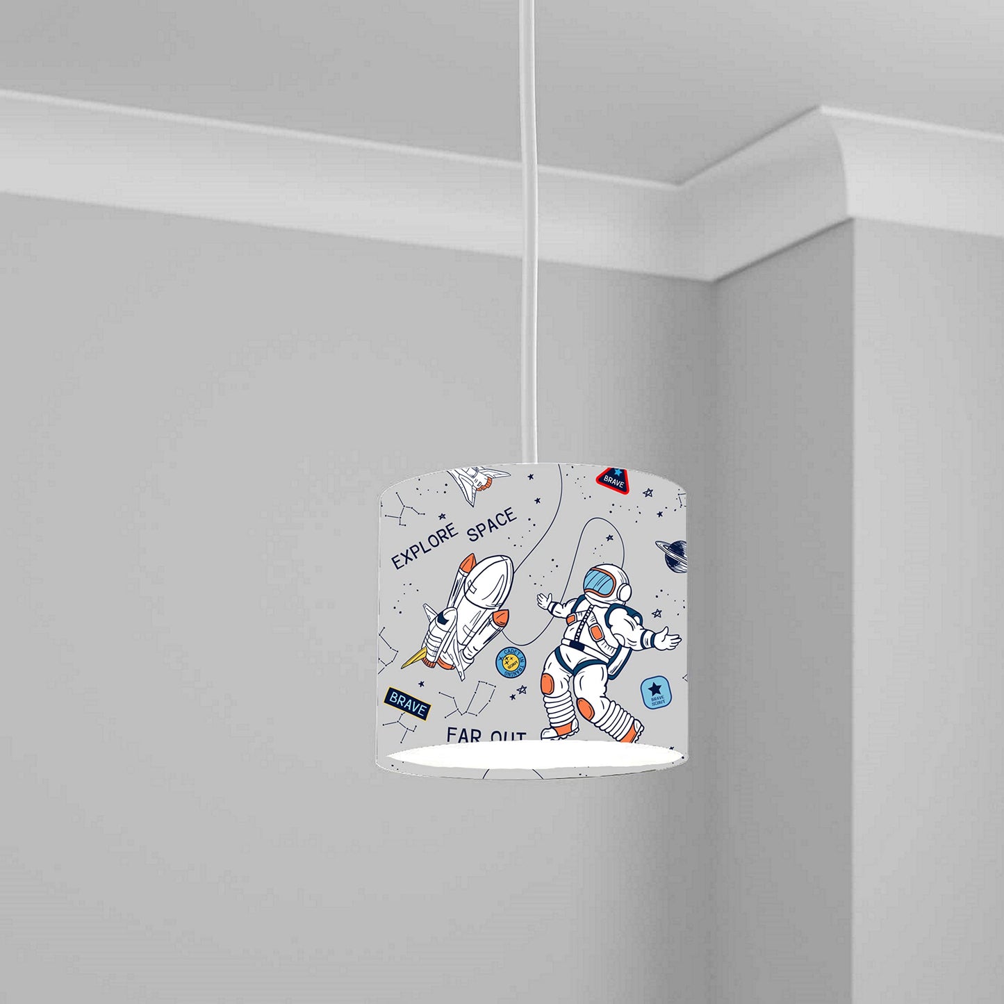 Astronaut Space Adventure Ceiling Lampshade Lightshade for Nursery - 20cm x 18.5cm